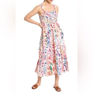 NIC+ZOE Sarah Color Wash Stretch Cotton Midi Sundress size medium